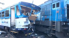 Sráka osobního vlaku s lokotraktorem ve stanici Kdyn na Domalicku (9. záí...
