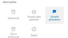 Outlook nov umouje nastavit si vlastní akce v oznámení o nové pot.