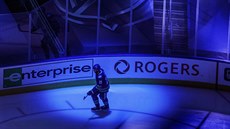 Momentka z utkání NHL v Edmontonu.