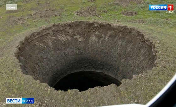Nový kráter na ruském poloostrov Jamal (31. srpna 2020)