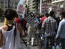 Protest na podporu uprchlík v eckých Athénách (12. záí 2020)
