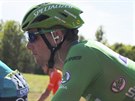 Sam Bennett, jedoucí v zeleném trikotu, bhem 14. etapy Tour de France.