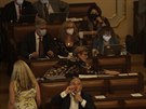 Poslanci bhem prvního poprázdninového jednání Snmovny. (15. záí 2020)