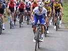 Julian Alaphilippe nastupuje hlavnímu balíku bhem 12. etapy Tour de France.