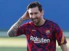 Lionel Messi z Barcelony ped pípravným zápasem s Gimnastic Tarragona