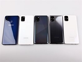 Zleva: Samsung Galaxy A20s, Samsung Galaxy A21s, Samsung Galaxy A31, Samsung...