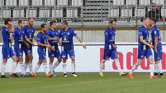 Fotbalist Olomouce se raduj z glu v ligovm stetnut s Bohemians.