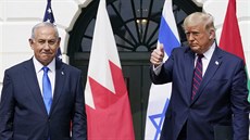 Americký prezident Donald Trump a izraelský premiér Benjamin Netanjahu bhem...