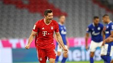 Robert Lewandowski z Bayernu slaví gól proti Schalke.