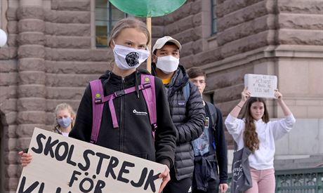 védská aktivistka Greta Thunbergová demonstruje ped védským parlamentem ve...