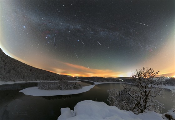 Geminidy nad Se�skou p�ehradou p�ed p�ti lety.