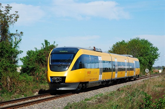 Regionální vlak dopravce RegioJetu, který jezdí na trase z Bratislavy do...