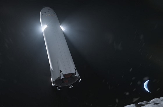Upravená kosmická loď Starship pro lunární program Artemis přistává na Měsící...