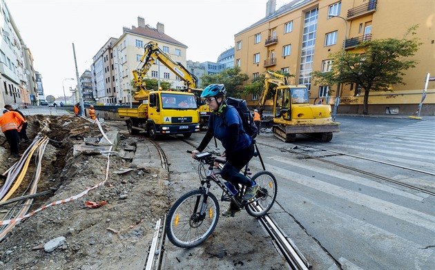 Zaátek prací prodlouení tramvajové trat na Pankrác. (23.09.2020)