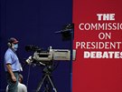 Cleveland, Ohio. Pípravy na první prezidentskou debatu mezi Donaldem Trumpem a...