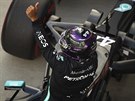 Britský pilot ve slubách stáje Mercedes Lewis Hamilton se raduje z vítzství v...