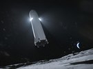 Upravená kosmická lo Starship pro lunární program Artemis pistává na Msící...