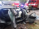 Mezi Vinkou a Kocbeemi se srazilo osobn auto s nkladnm (29. 9. 2020).