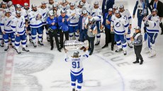 Pohled do arény Rogers Place v Edmontonu, kde vrcholilo play off NHL. 