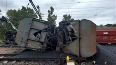 Ve stanici Úpoiny vykolejil nákladní vlak naloený uhlím. (26. záí 2020)