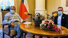 Prezident Milo Zeman v Lánech pi rozhovoru pro Frekvenci 1. (27. záí 2020)