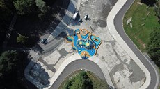V areálu bývalého koupalit v Ostrav je nyní park s dtskými atrakcemi.