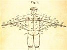 Kresba na patentu na padák tefana Banie (1914)