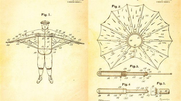 Kresba na patentu na padk tefana Banie (1914)