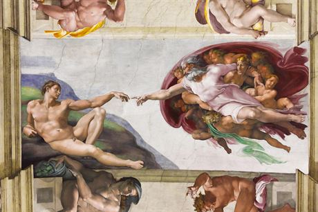 Slavná freska Stvoení Adama na strop Sixtinské kaple ve Vatikánu je dílem...