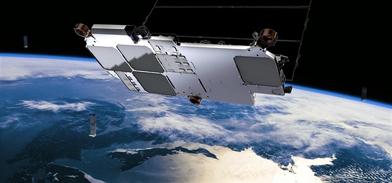Satelit II. generace konstelace Starlink na obné dráze (ilustrace)