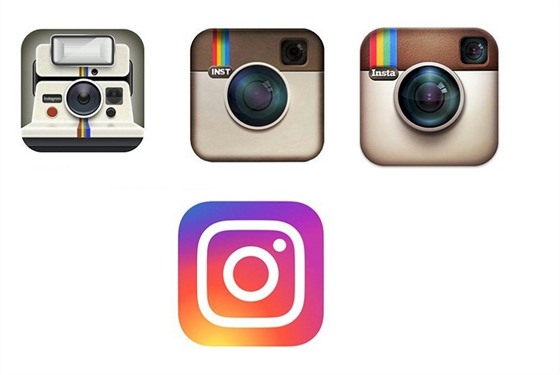 Historická loga Instagramu a to současné