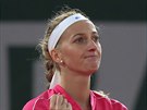 Petra Kvitová oslavuje postup do tvrtfinále Roland Garros.