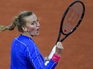 Petra Kvitová slaví postup do osmifinále Roland Garros.