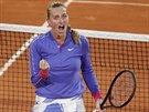 Petra Kvitová se hecuje ve tetím kole Roland Garros.