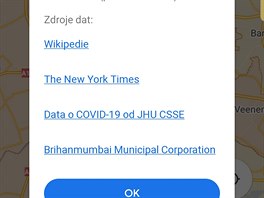 Google mapy Covid vrstva