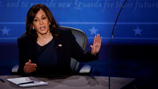 Kamala Harrisov bhem debaty kandidt na funkci americkho viceprezidenta. (8. jna 2020)