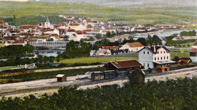 Ndra v Tn nad Vltavou na pohlednici odeslan v roce 1911
