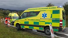 Hromadná nehoda ty aut u Lipníku nad Bevou (4. íjna 2020).
