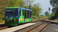 Motorov jednotka Regiosprinter spolenosti Die Lnderbahn CZ ve stanici ...