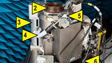 Popis vesmírné toalety: 1. víko 2. sedák 3. nádr� na p�edúpravu mo�i 4....