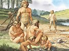Druh Homo heidelbergensis uml vyuívat ohn, budovat písteky. Nakonec...