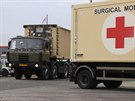 První konvoj s vybavením armádní polní nemocnice dorazil do praských Letan
