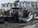 Ohoelé auto po útoku v oblasti Náhorního Karabachu (10. íjna 2020)