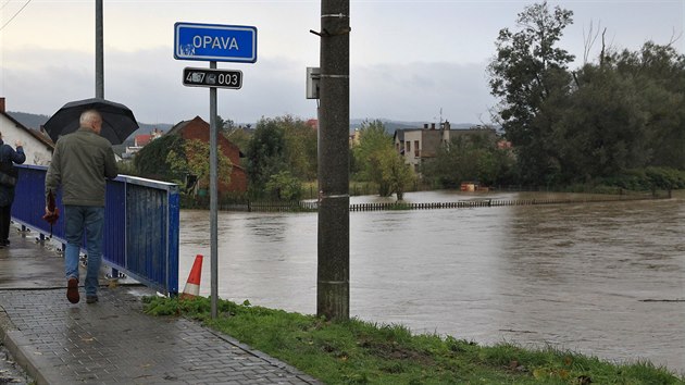 Steden situace Kravach na Opavsku, kde se vylila eka Opava. (14. jna 2020)