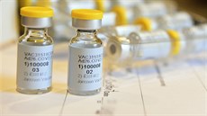 Lahviky s vakcínou na onemocnní covid-19, kterou testuje americká...
