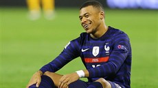 Francouzský útoník Kylian Mbappé bhem zápasu Ligy národ proti Chorvatsku.