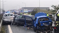 Hromadná nehoda pti aut na Praském okruhu. (15.10.2020)