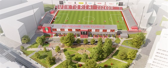 Vizualizace plánované rekonstrukce stadionu FK Viktorie Žižkov.