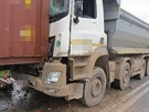 Nehoda nkladnho automobilu v Hradci Krlov. (21. 10. 2020)