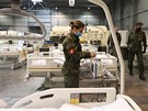 Pípravy na otevení polní nemocnice v praských Letanech. (22. íjna 2020)